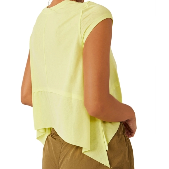 NWOT Free People FP Movement Temp Short Sleeve Crop Tee Size L in Yellow - Picture 2 of 4